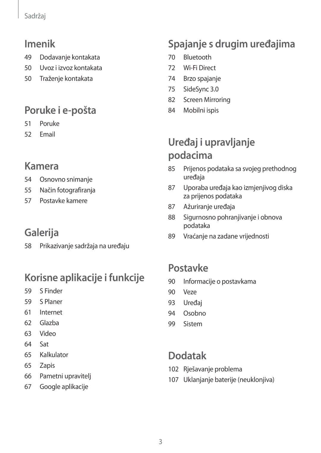 Samsung SM-T555NZWASEE manual Imenik 