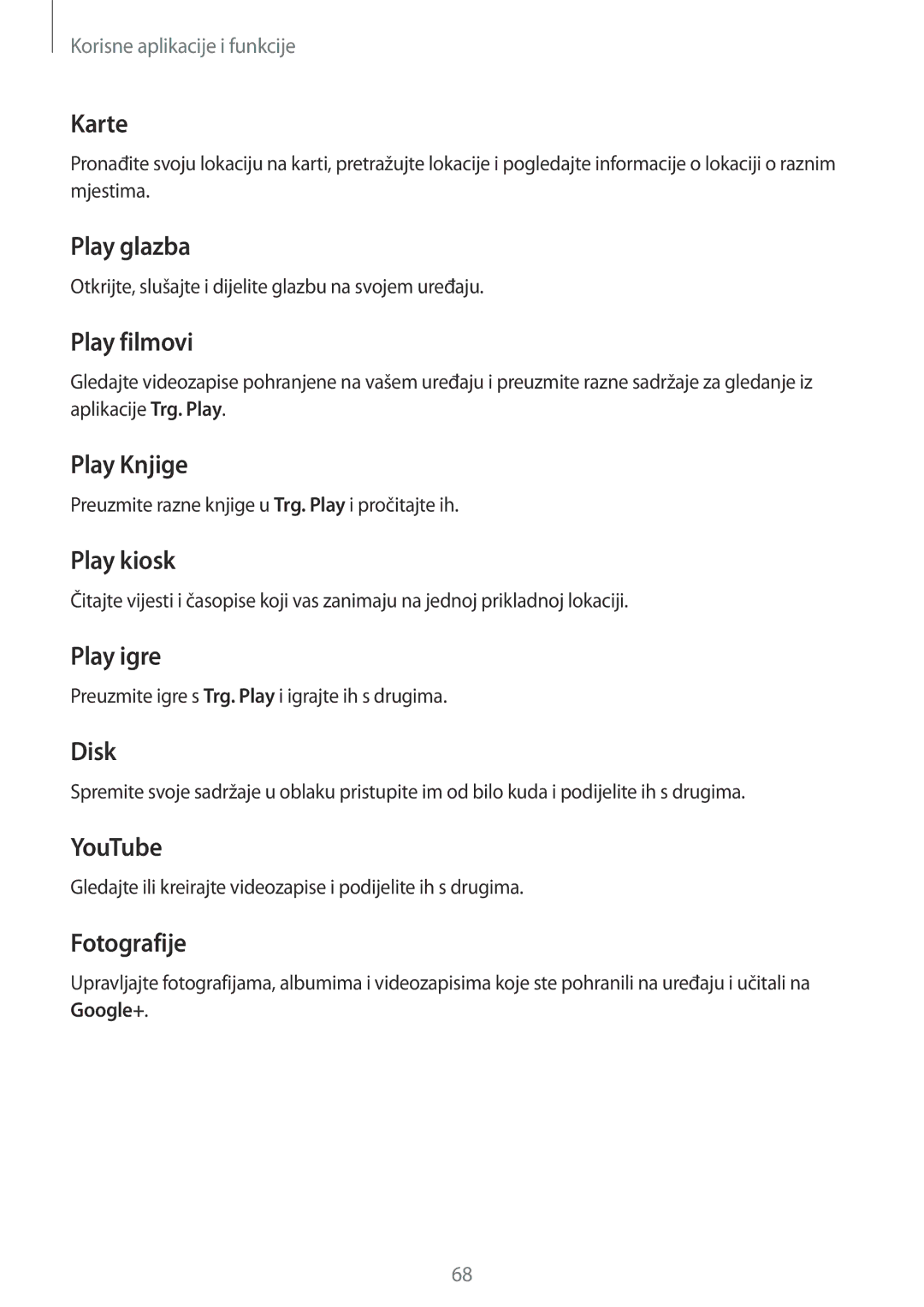 Samsung SM-T555NZWASEE manual Play glazba 