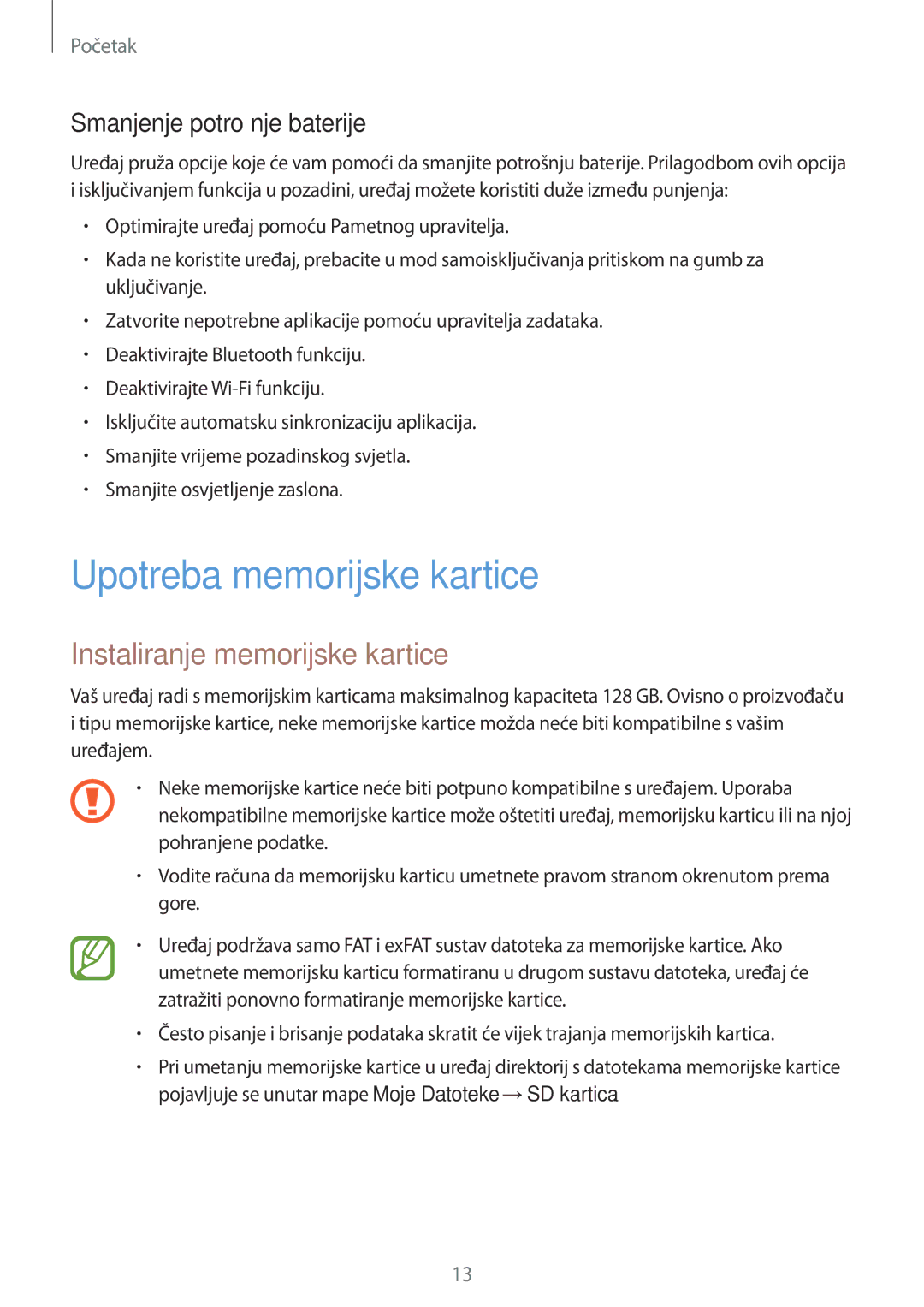 Samsung SM-T555NZWASEE manual Upotreba memorijske kartice, Instaliranje memorijske kartice, Smanjenje potrošnje baterije 