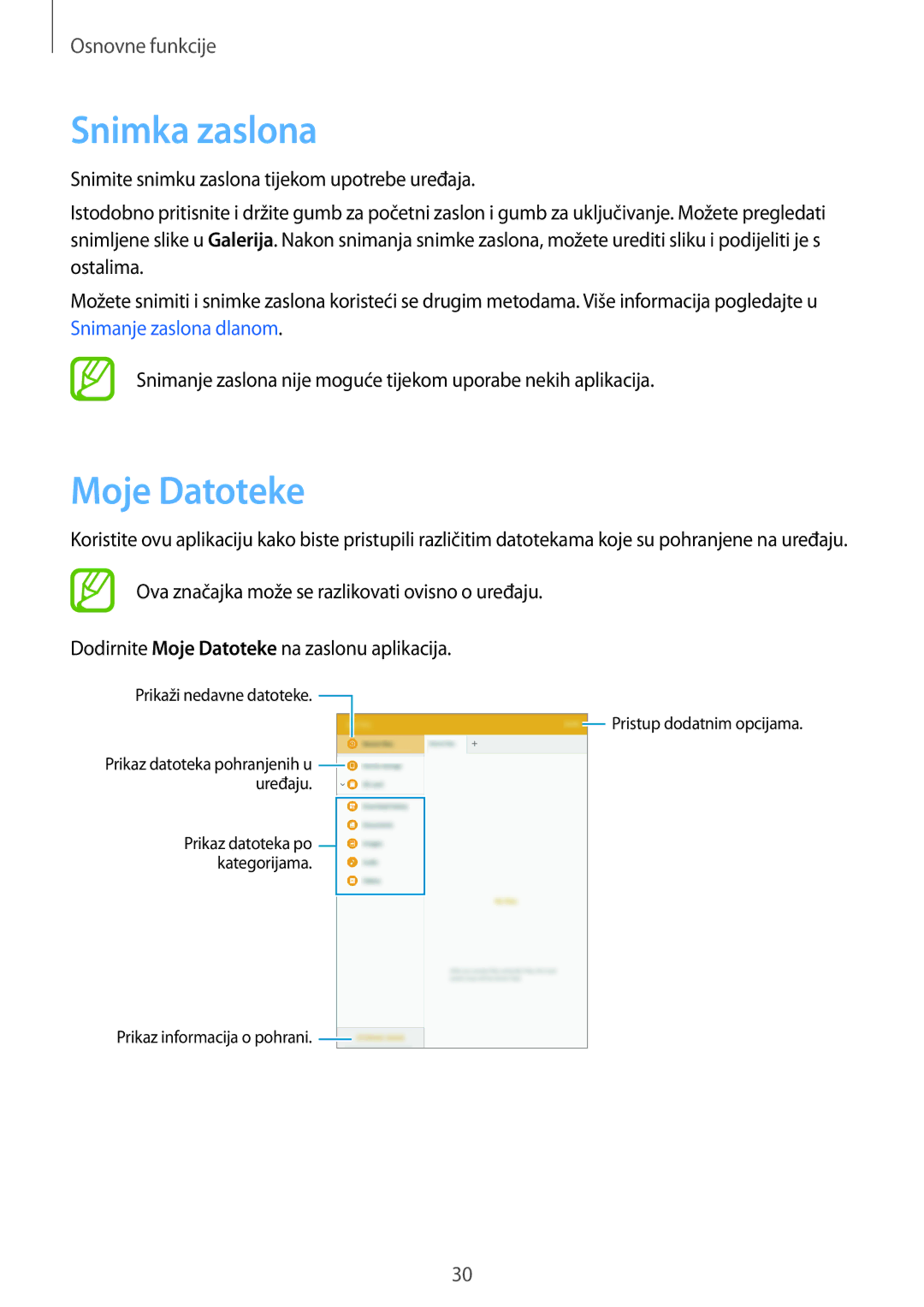 Samsung SM-T555NZWASEE manual Snimka zaslona, Moje Datoteke 