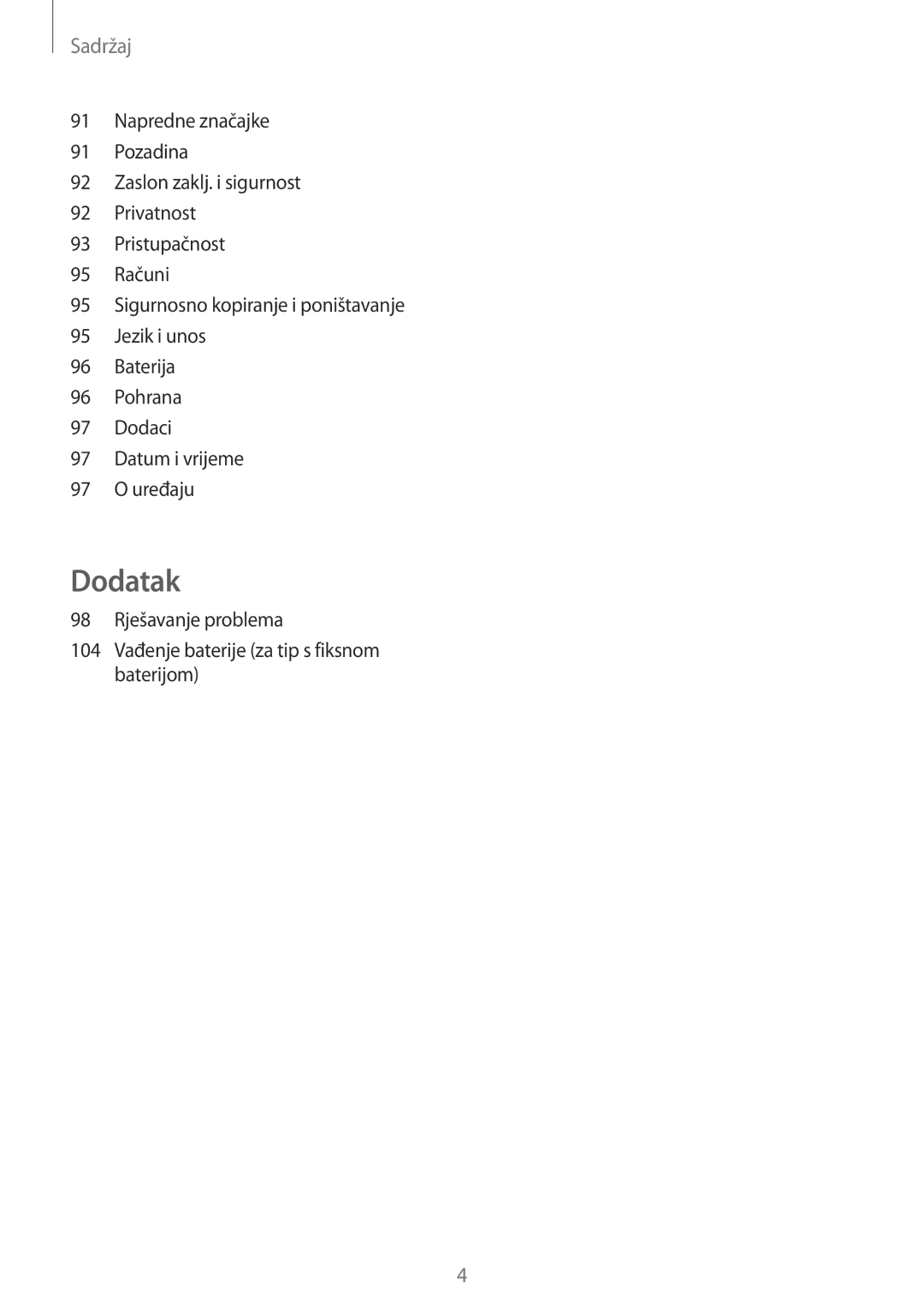 Samsung SM-T555NZWASEE manual Dodatak 