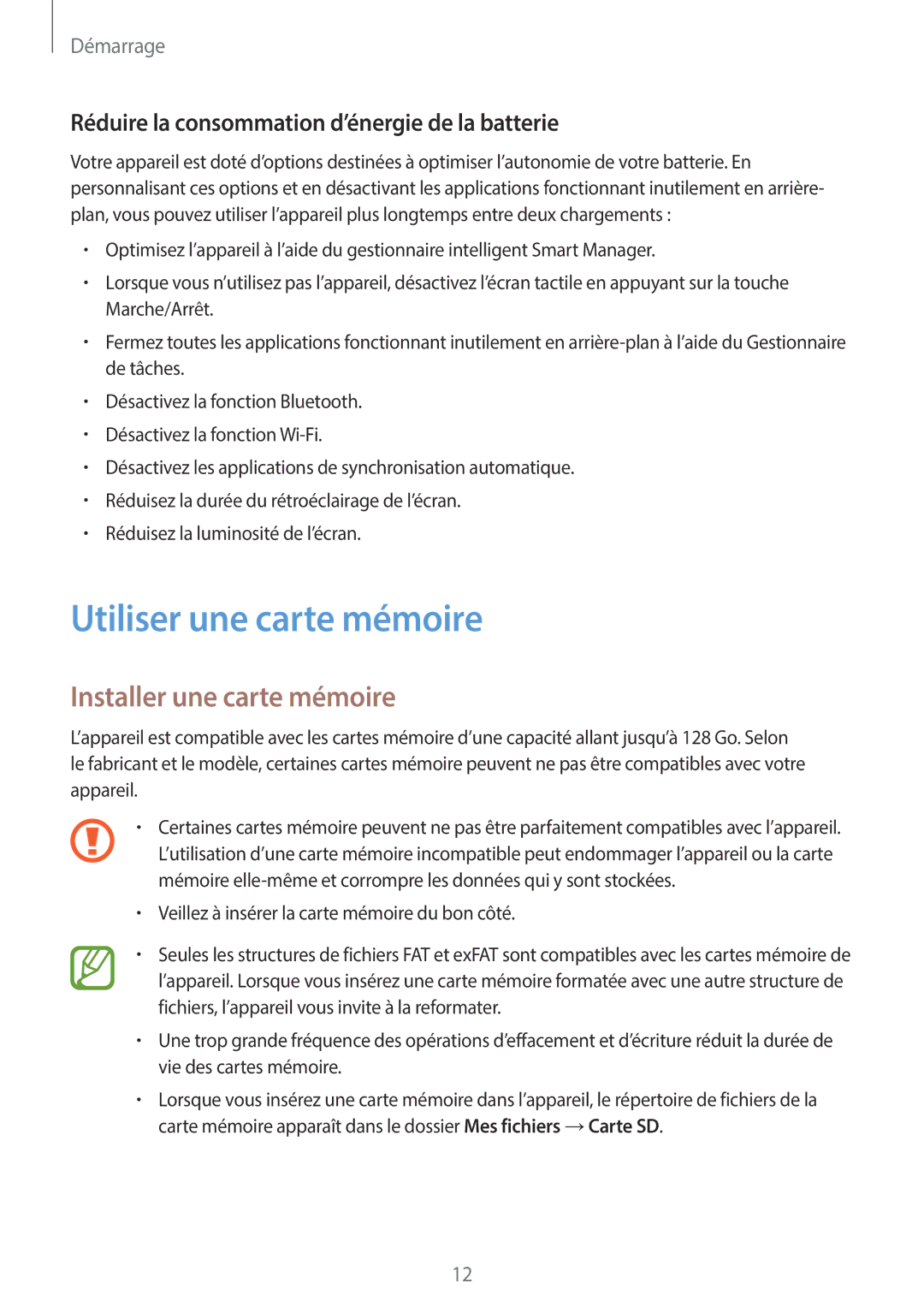 Samsung SM-T555NZWAXEF manual Utiliser une carte mémoire, Installer une carte mémoire 