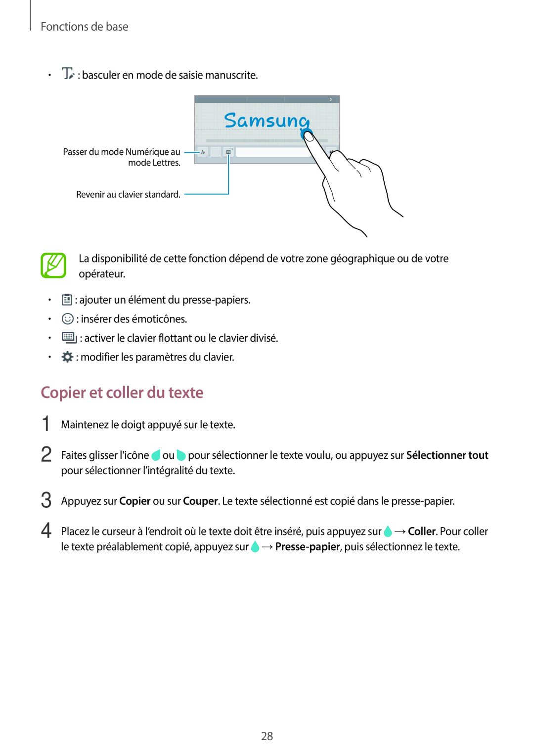 Samsung SM-T555NZWAXEF manual Copier et coller du texte 