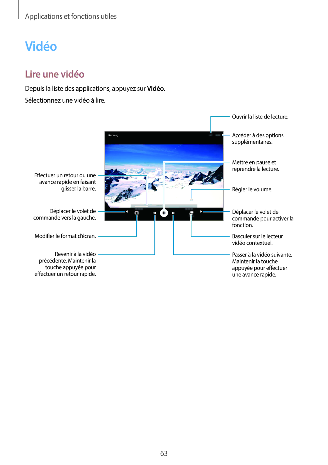 Samsung SM-T555NZWAXEF manual Vidéo, Lire une vidéo 