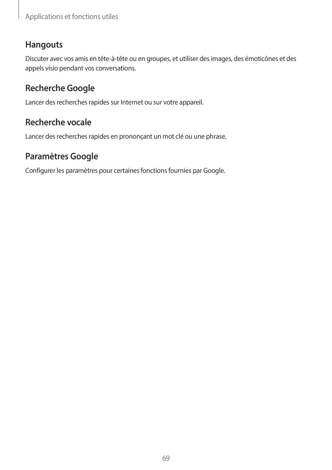 Samsung SM-T555NZWAXEF manual Recherche Google 