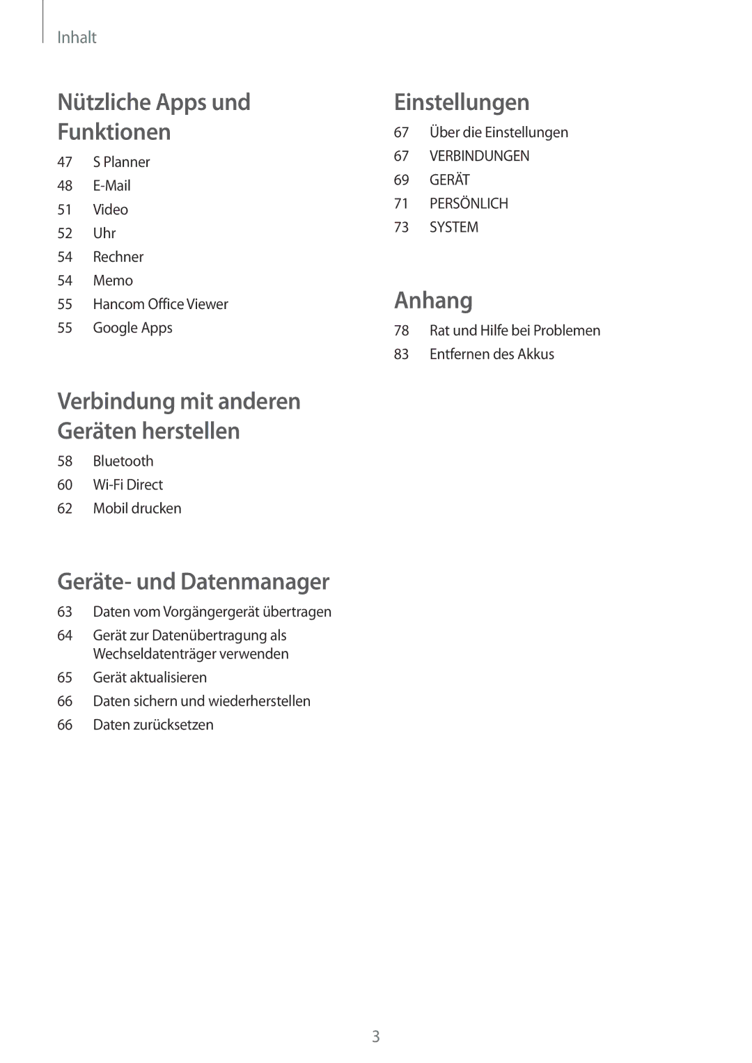 Samsung SM-T560NZWADBT, SM-T560NZKADBT manual Einstellungen 