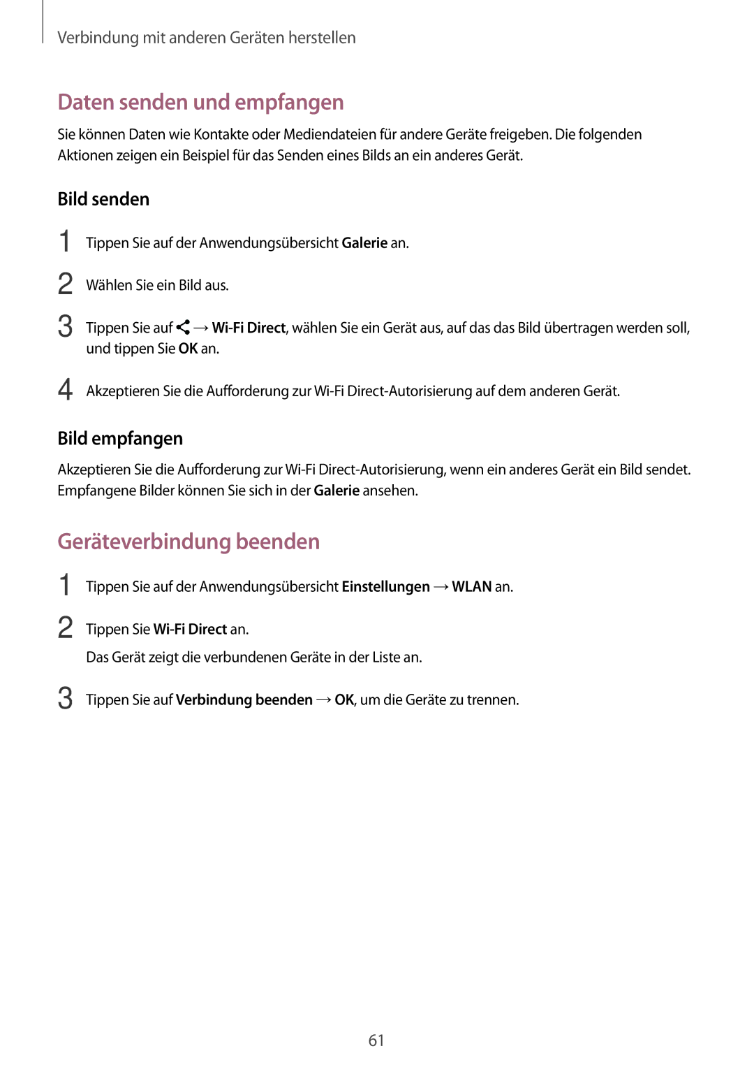 Samsung SM-T560NZWADBT, SM-T560NZKADBT manual Geräteverbindung beenden 