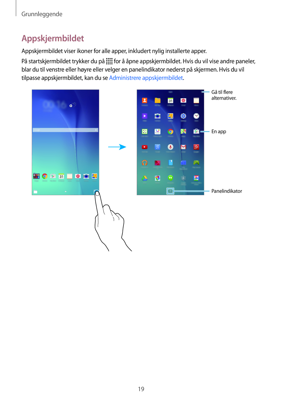 Samsung SM-T560NZKANEE manual Appskjermbildet 