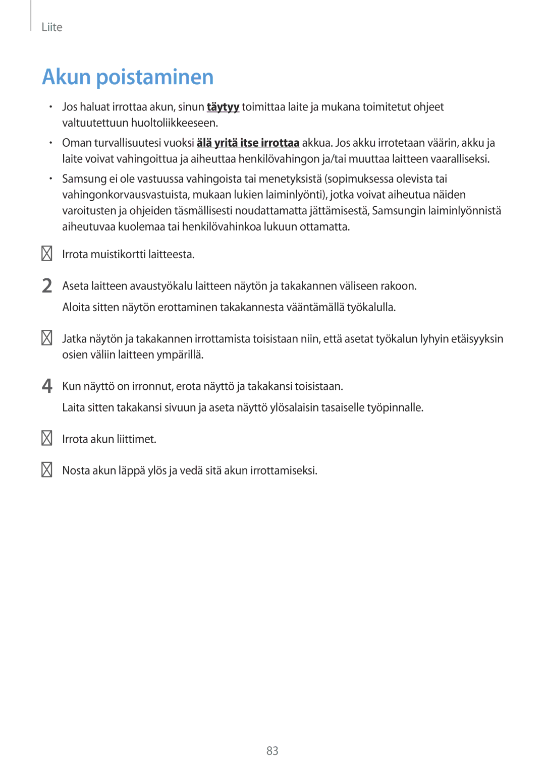 Samsung SM-T560NZKANEE manual Akun poistaminen, Irrota muistikortti laitteesta 