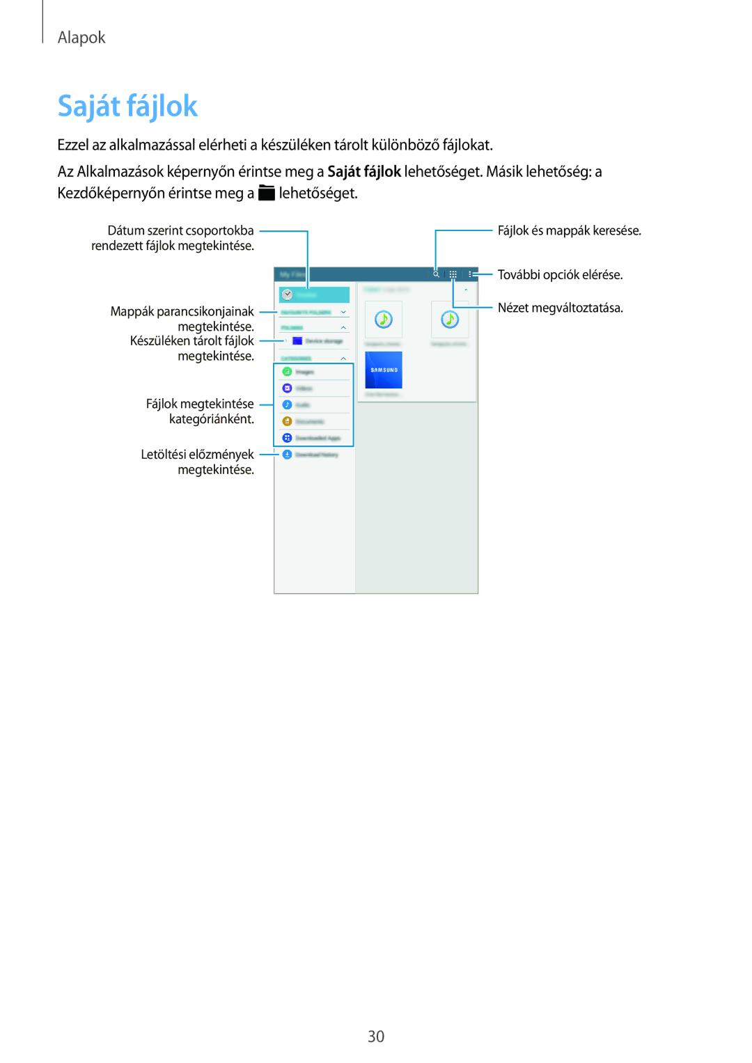 Samsung SM-T561NZKAXEH manual Saját fájlok 