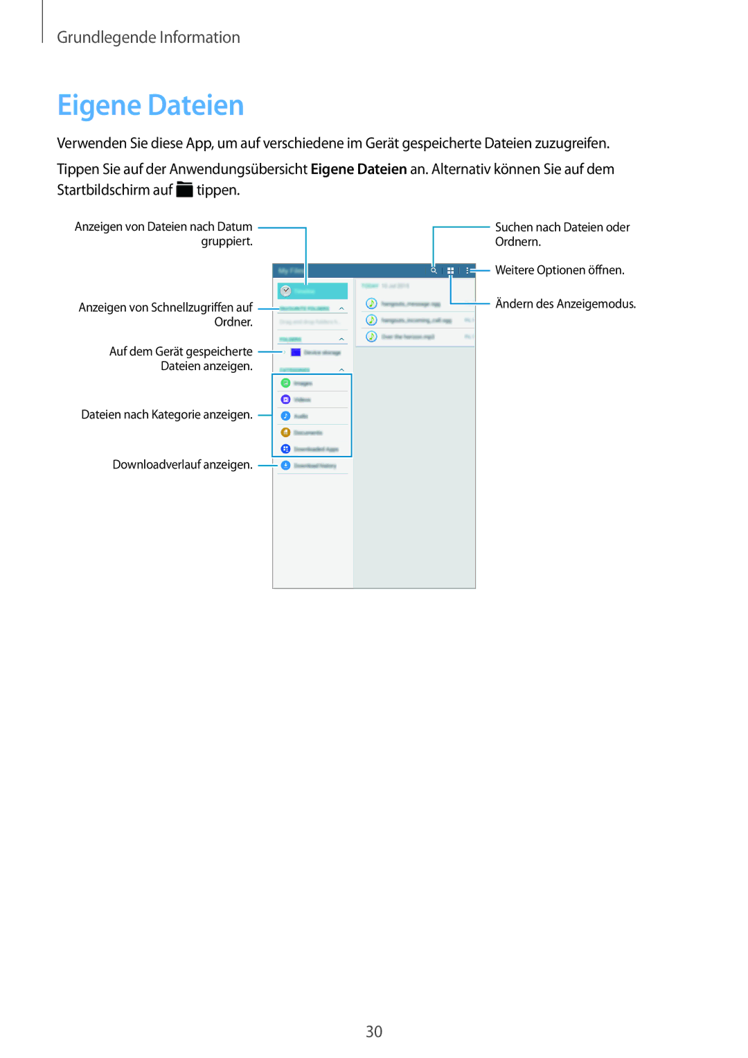 Samsung SM-T561NZWADBT, SM-T561NZKADBT manual Eigene Dateien 