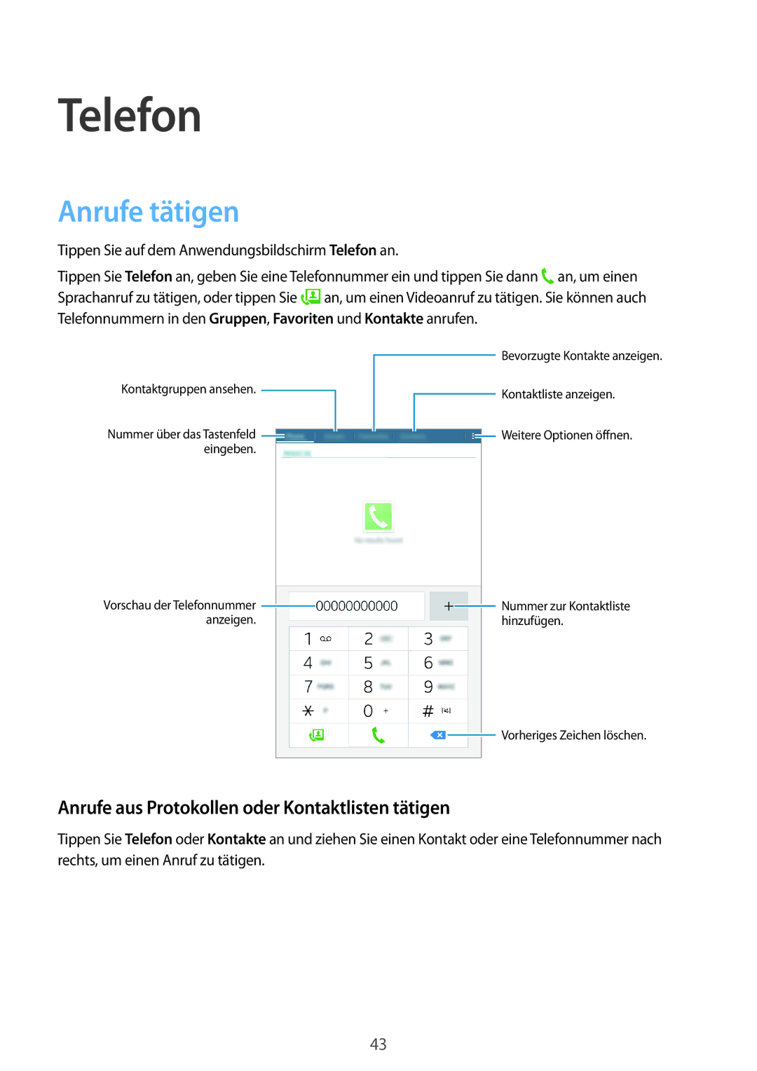 Samsung SM-T561NZKADBT, SM-T561NZWADBT manual Telefon, Anrufe tätigen, Anrufe aus Protokollen oder Kontaktlisten tätigen 