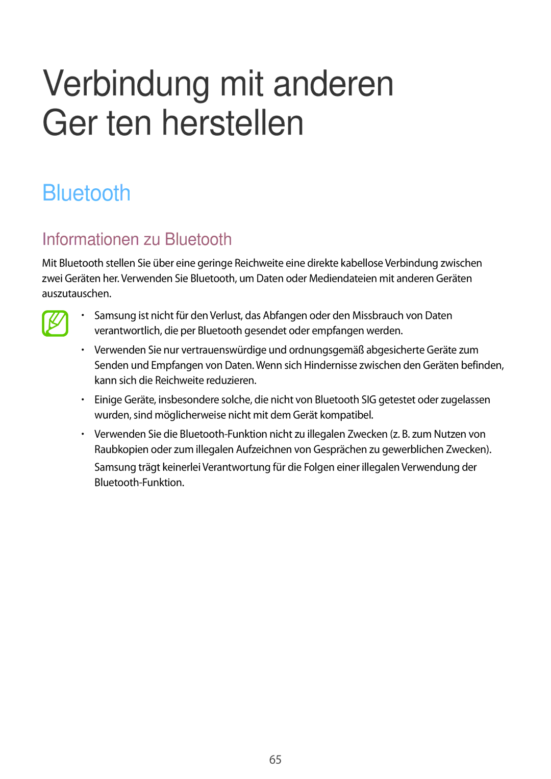 Samsung SM-T561NZKADBT, SM-T561NZWADBT manual Informationen zu Bluetooth 