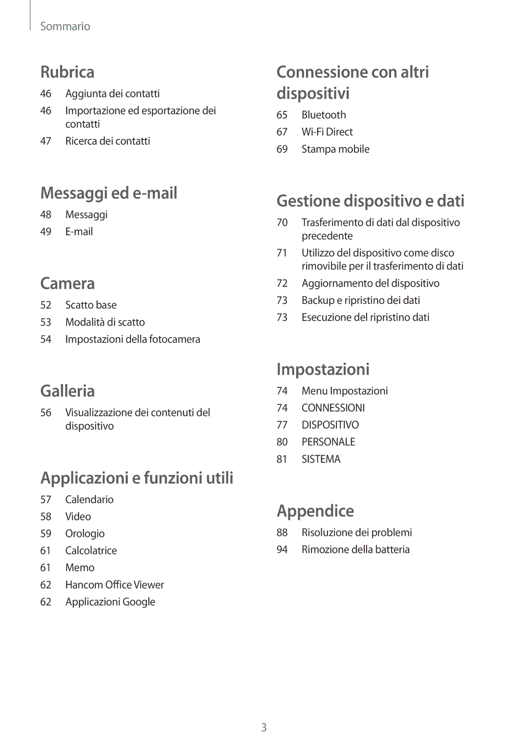 Samsung SM-T561NZWAITV manual Rubrica 