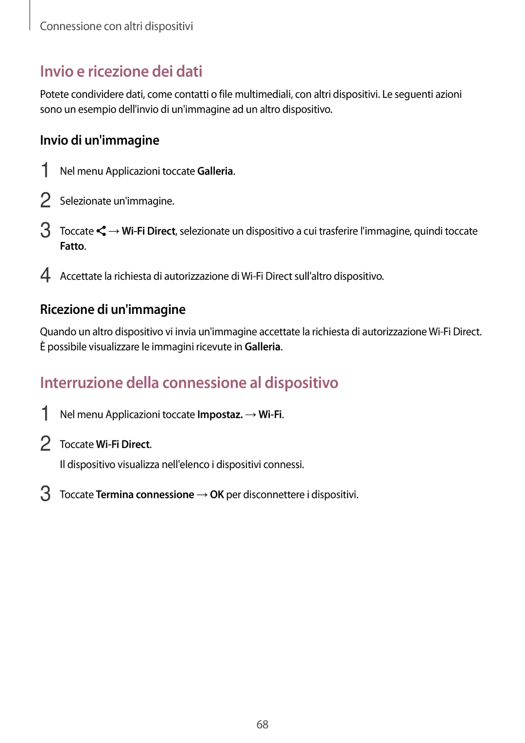 Samsung SM-T561NZWAITV manual Interruzione della connessione al dispositivo 