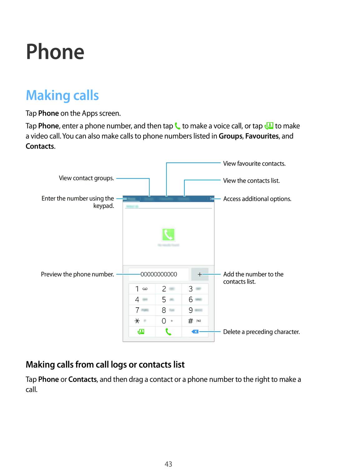 Samsung SM-T561YZKAXXV, SM-T561YZWAXXV manual Phone, Making calls from call logs or contacts list 