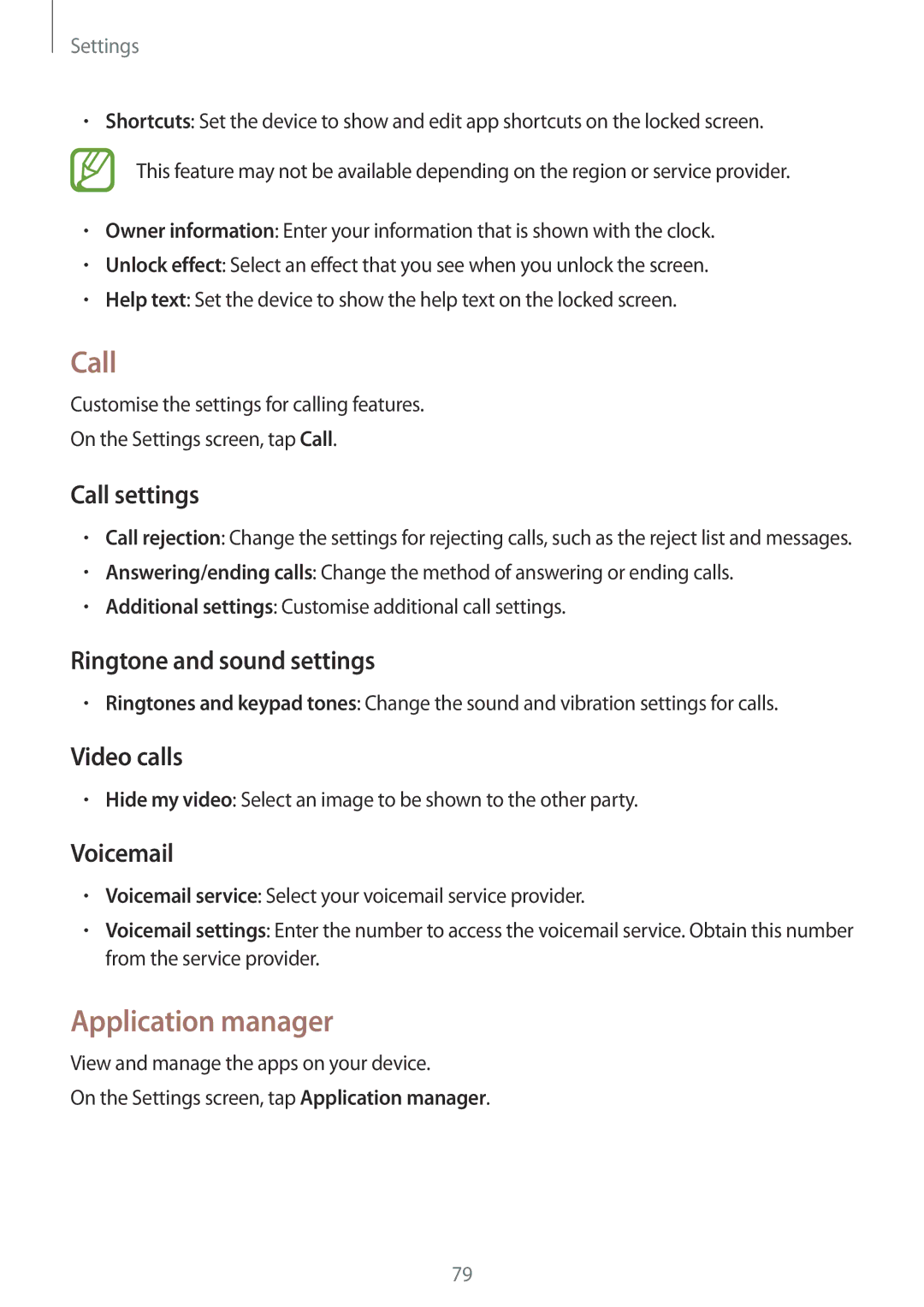 Samsung SM-T561YZKAXXV, SM-T561YZWAXXV manual Call, Application manager 