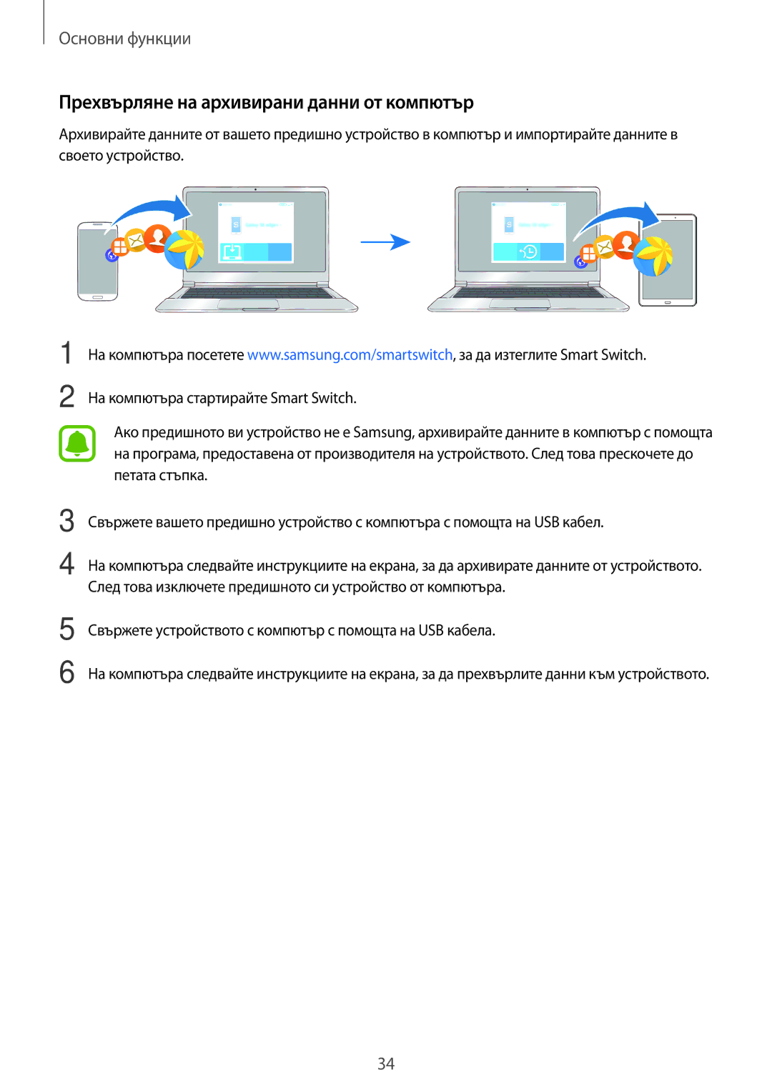 Samsung SM-T580NZKABGL manual Прехвърляне на архивирани данни от компютър 