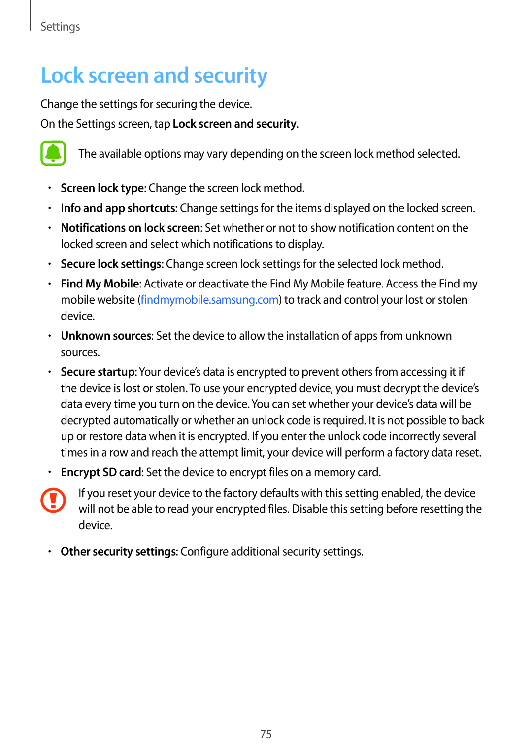 Samsung SM-T580NZWAITV, SM-T580NZKADBT, SM-T580NZWADBT, SM-T580NZKEDBT, SM-T580NZWEDBT manual Lock screen and security 