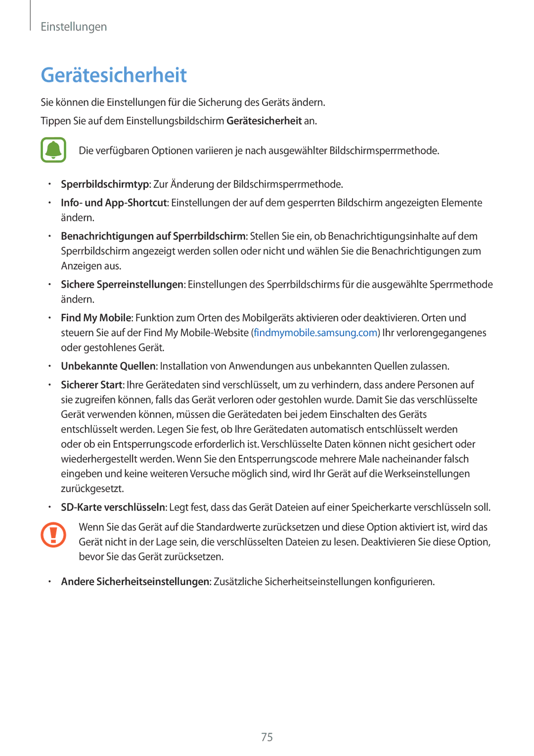 Samsung SM-T580NZWEDBT, SM-T580NZKADBT, SM-T580NZWADBT, SM-T580NZKEDBT manual Gerätesicherheit 