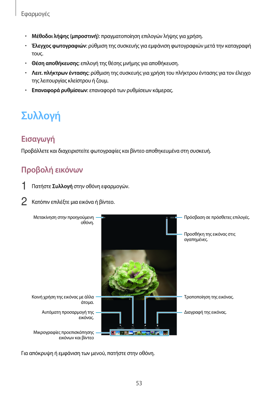 Samsung SM-T580NZWAEUR, SM-T580NZKAEUR manual Συλλογή, Προβολή εικόνων 