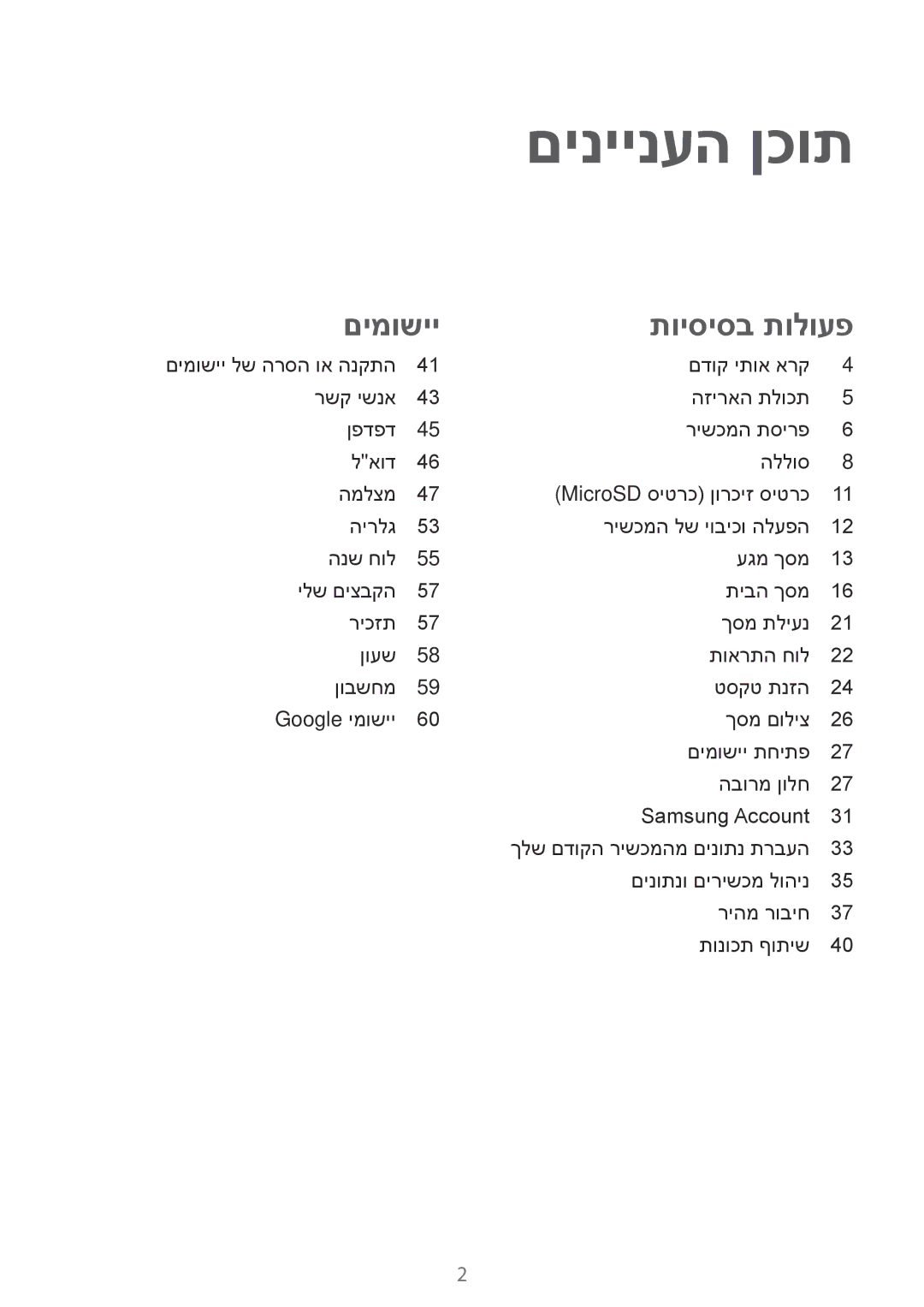 Samsung SM-T580NZKAILO manual םיניינעה ןכות 