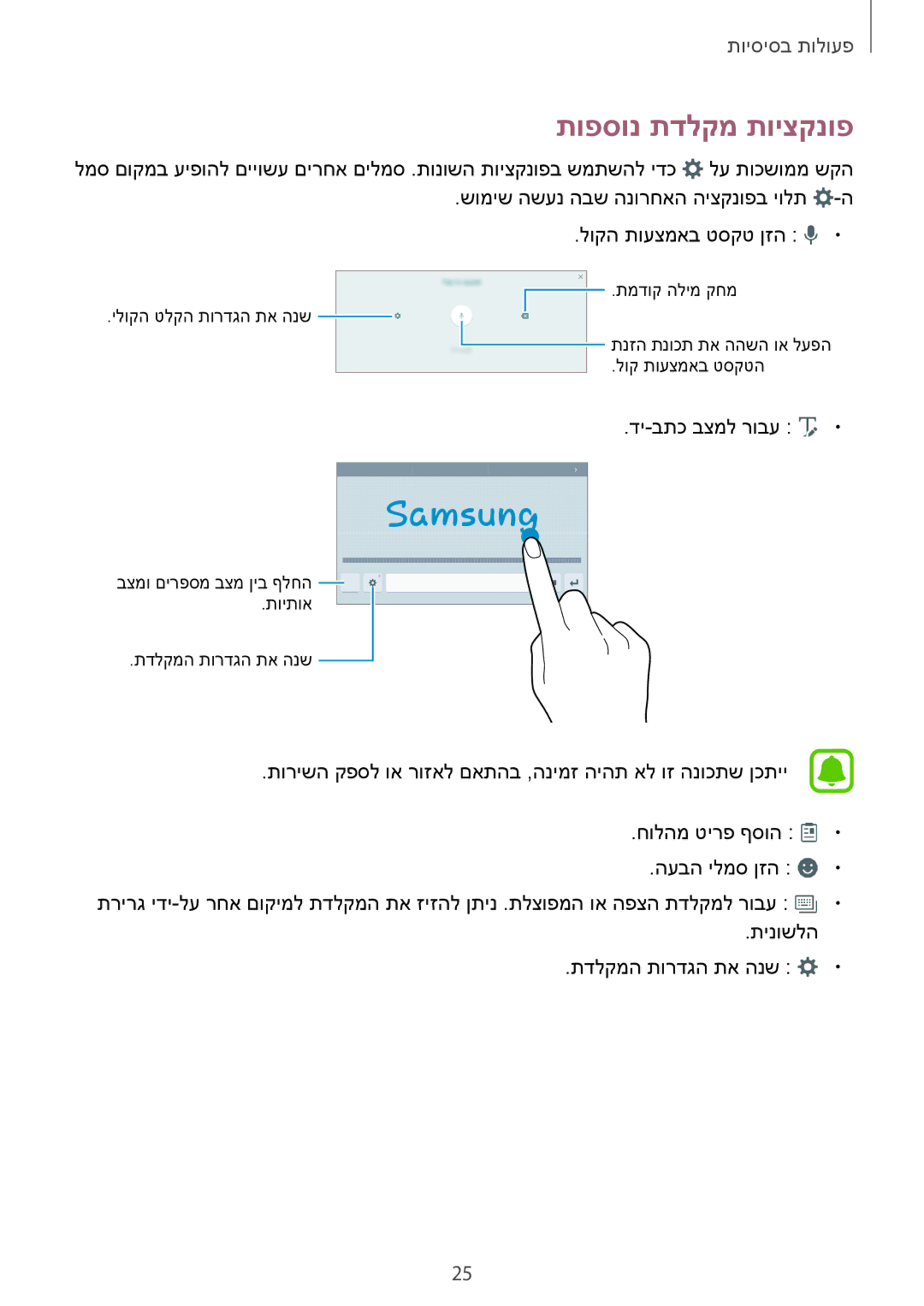 Samsung SM-T580NZKAILO manual תופסונ תדלקמ תויצקנופ 