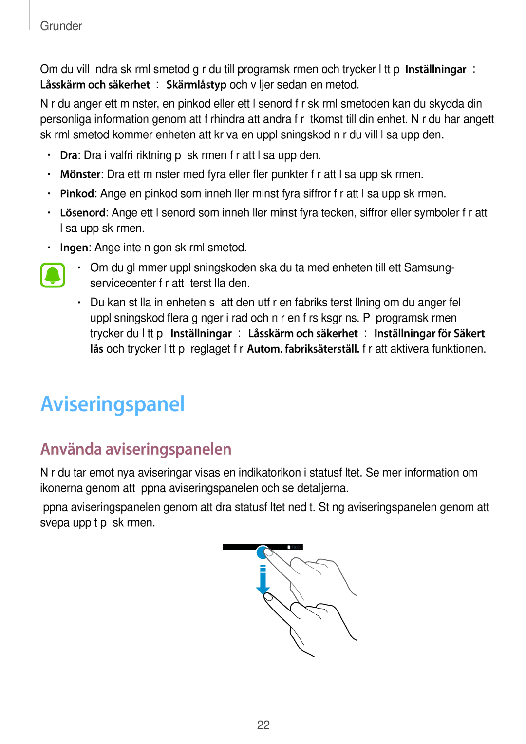 Samsung SM-T580NZWENEE, SM-T580NZKENEE, SM-T580NZWANEE, SM-T580NZKANEE manual Aviseringspanel, Använda aviseringspanelen 