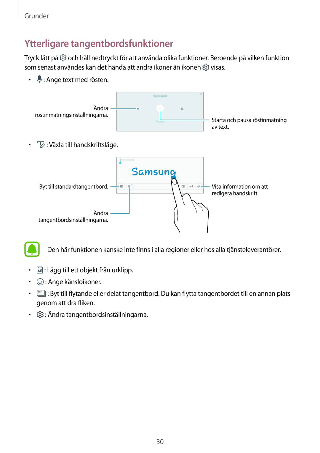 Samsung SM-T580NZWENEE, SM-T580NZKENEE, SM-T580NZWANEE manual Ytterligare tangentbordsfunktioner, Växla till handskriftsläge 