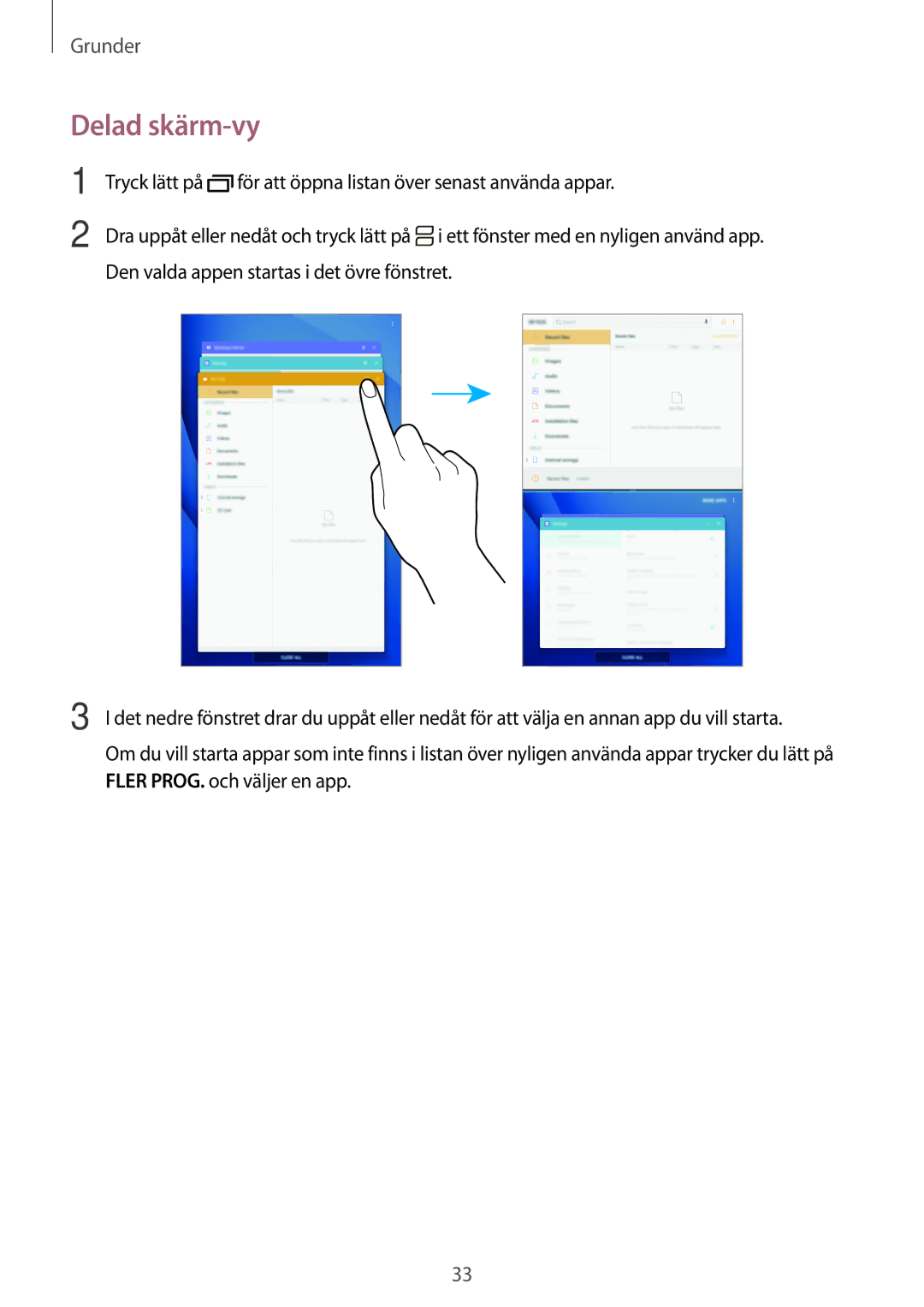 Samsung SM-T580NZWANEE, SM-T580NZKENEE, SM-T580NZWENEE, SM-T580NZKANEE manual Delad skärm-vy 