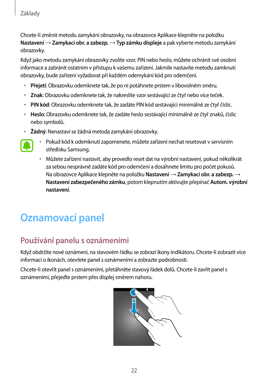 Samsung SM-T580NZKEXEZ, SM-T580NZAEXEZ manual Oznamovací panel, Používání panelu s oznámeními 