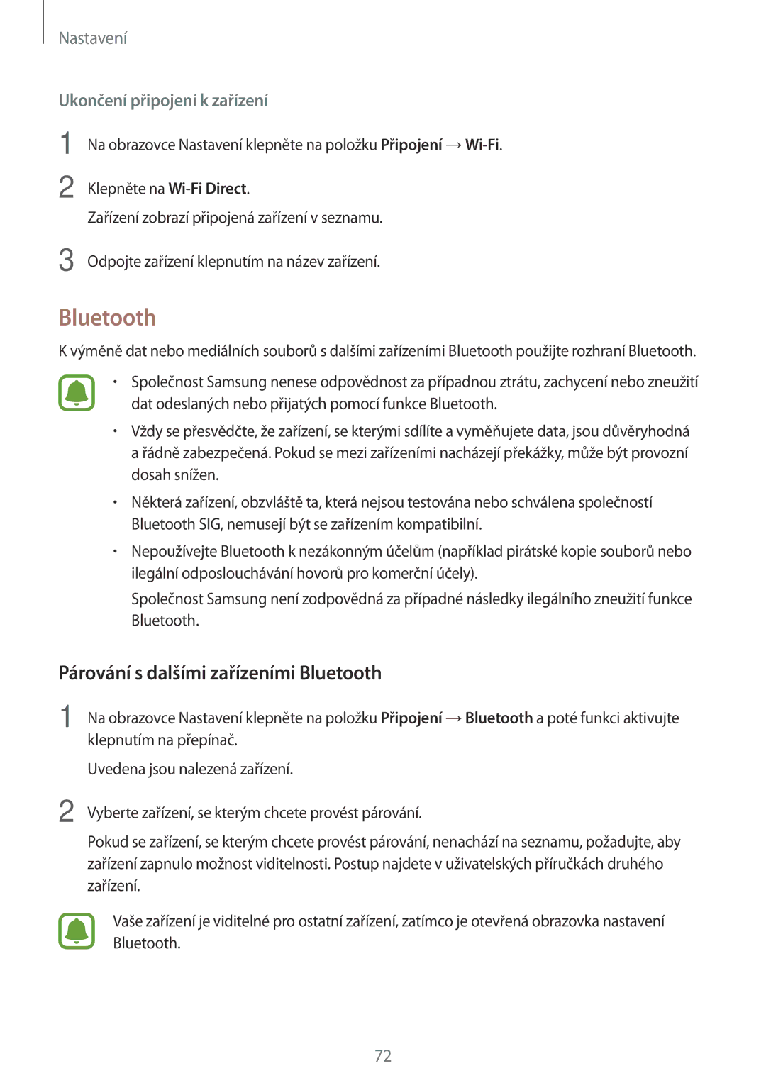 Samsung SM-T580NZKEXEZ, SM-T580NZAEXEZ manual Párování s dalšími zařízeními Bluetooth 