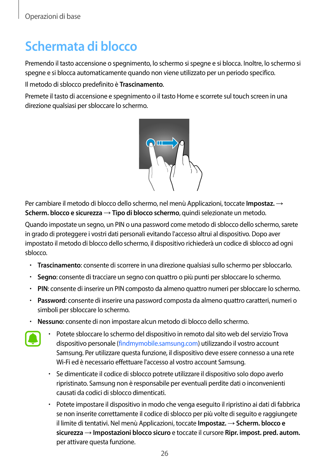 Samsung SM-T580NZWAITV, SM-T580NZAEITV manual Schermata di blocco 