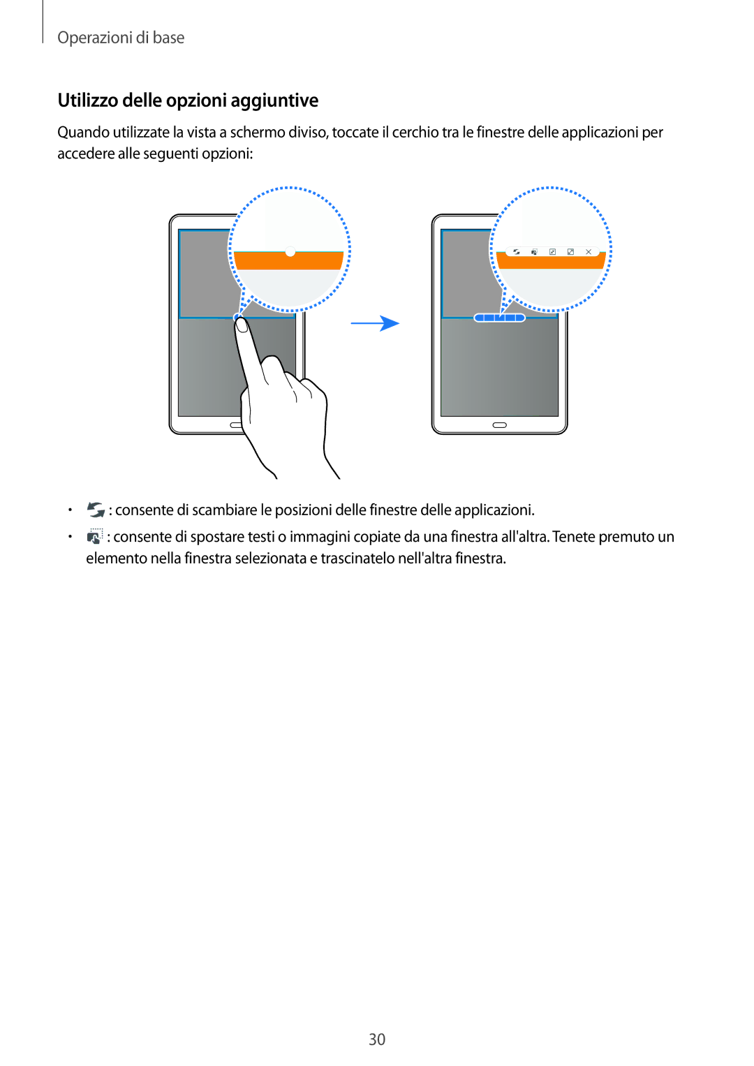 Samsung SM-T580NZWAITV, SM-T580NZAEITV manual Utilizzo delle opzioni aggiuntive 