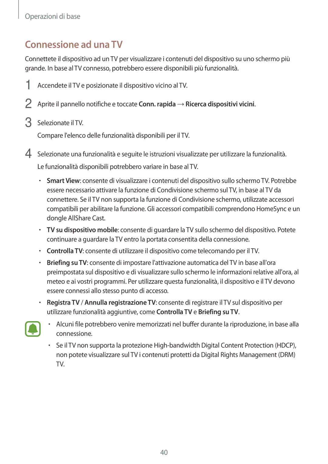 Samsung SM-T580NZWAITV, SM-T580NZAEITV manual Connessione ad una TV 