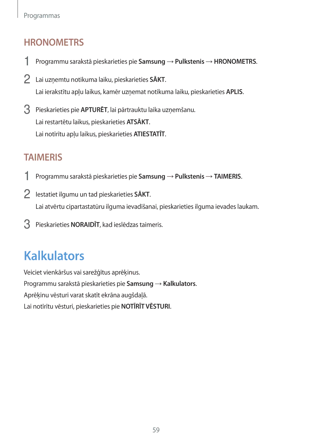 Samsung SM-T580NZKASEB, SM-T580NZWASEB manual Kalkulators, Hronometrs 