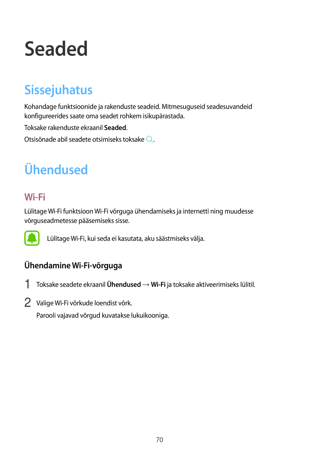 Samsung SM-T580NZWASEB, SM-T580NZKASEB manual Sissejuhatus, Ühendused, Ühendamine Wi-Fi-võrguga 