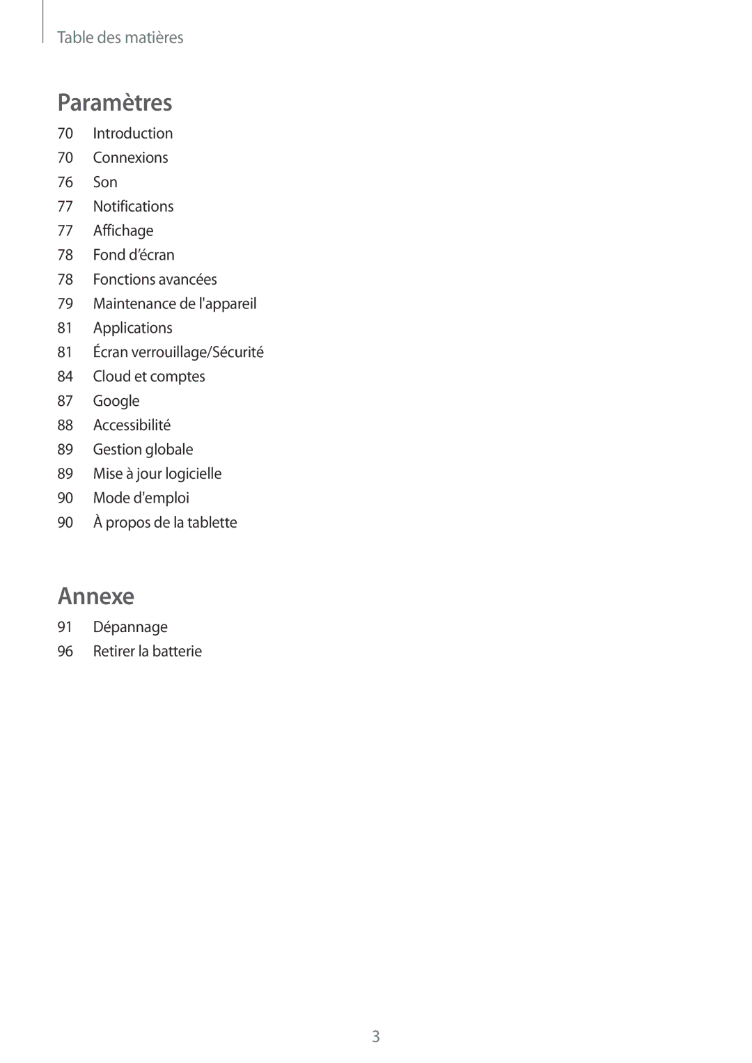 Samsung SM-T580NZAEXEF, SM-T580NZWAXEF, SM-T580NZKEXEF, SM-T580NZKAXEF, SM-T580NZWEXEF manual Annexe 