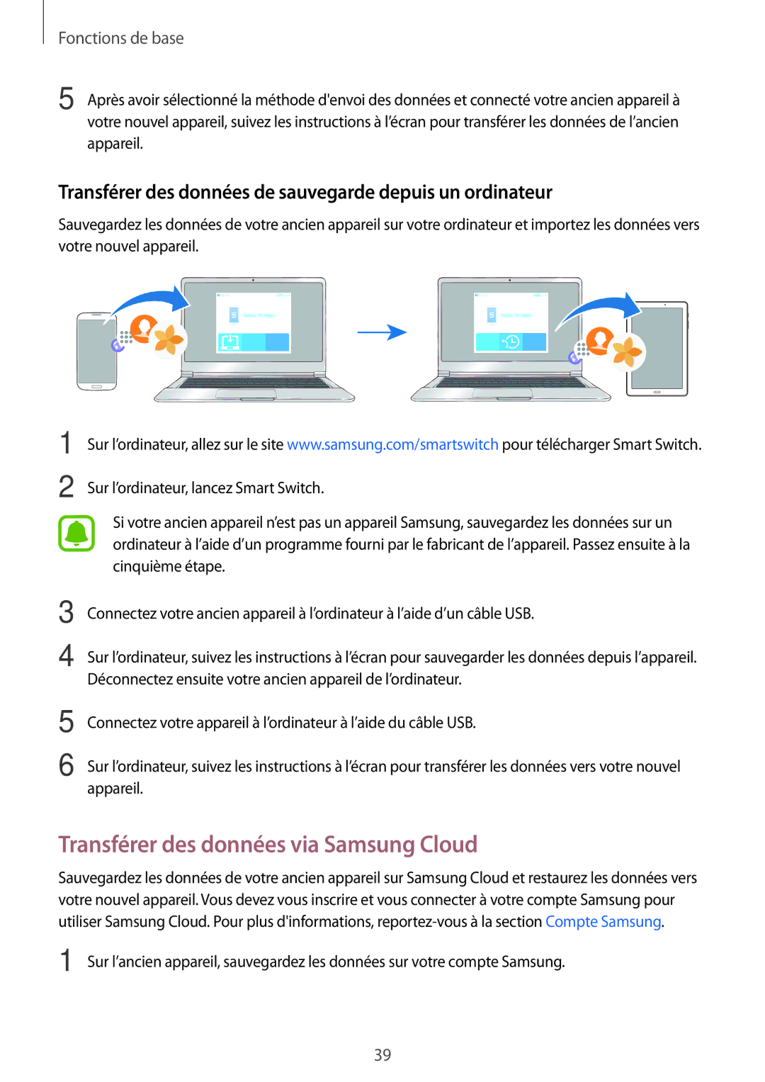 Samsung SM-T580NZWEXEF Transférer des données via Samsung Cloud, Transférer des données de sauvegarde depuis un ordinateur 