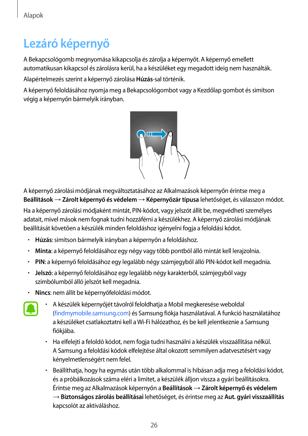 Samsung SM-T580NZWAXEH, SM-T580NZKAXEH manual Lezáró képernyő 