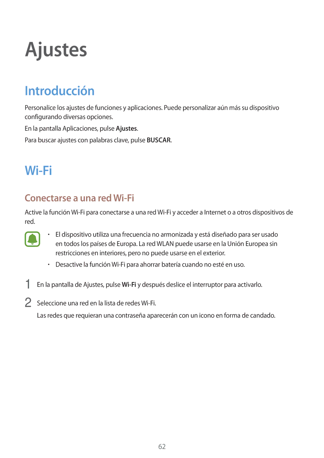 Samsung SM-T580NZKAPHE, SM-T580NZWEPHE, SM-T580NZWAPHE, SM-T580NZKEPHE manual Introducción, Conectarse a una red Wi-Fi 