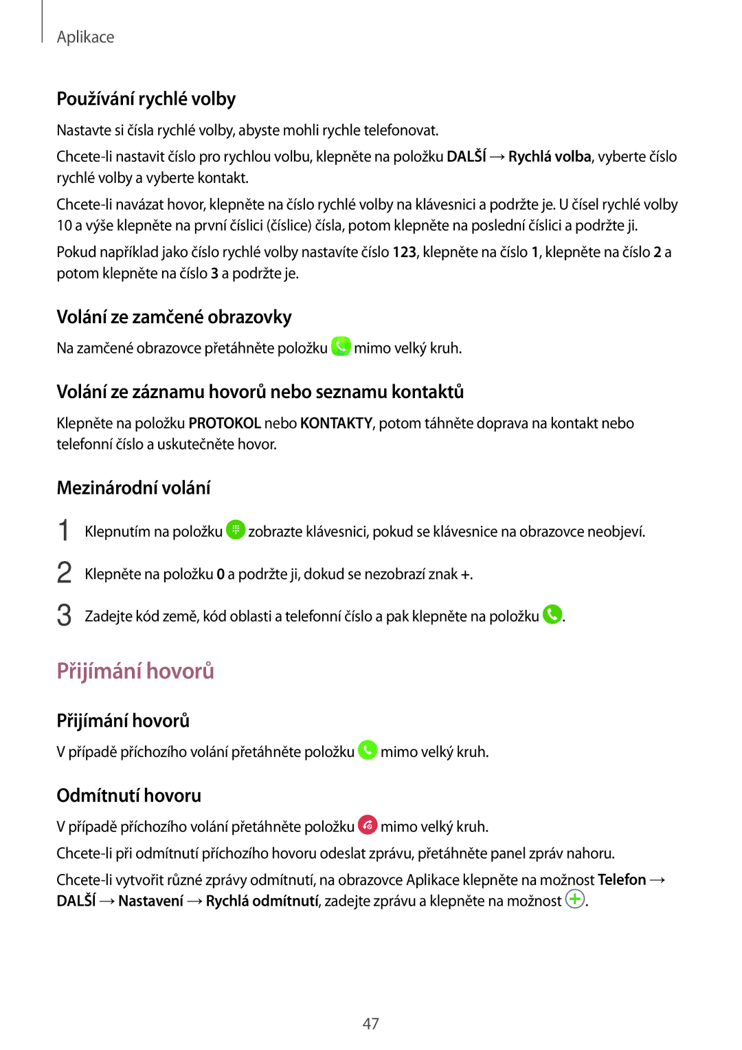 Samsung SM-T585NZKEXEZ, SM-T585NZAEXEZ manual Přijímání hovorů 