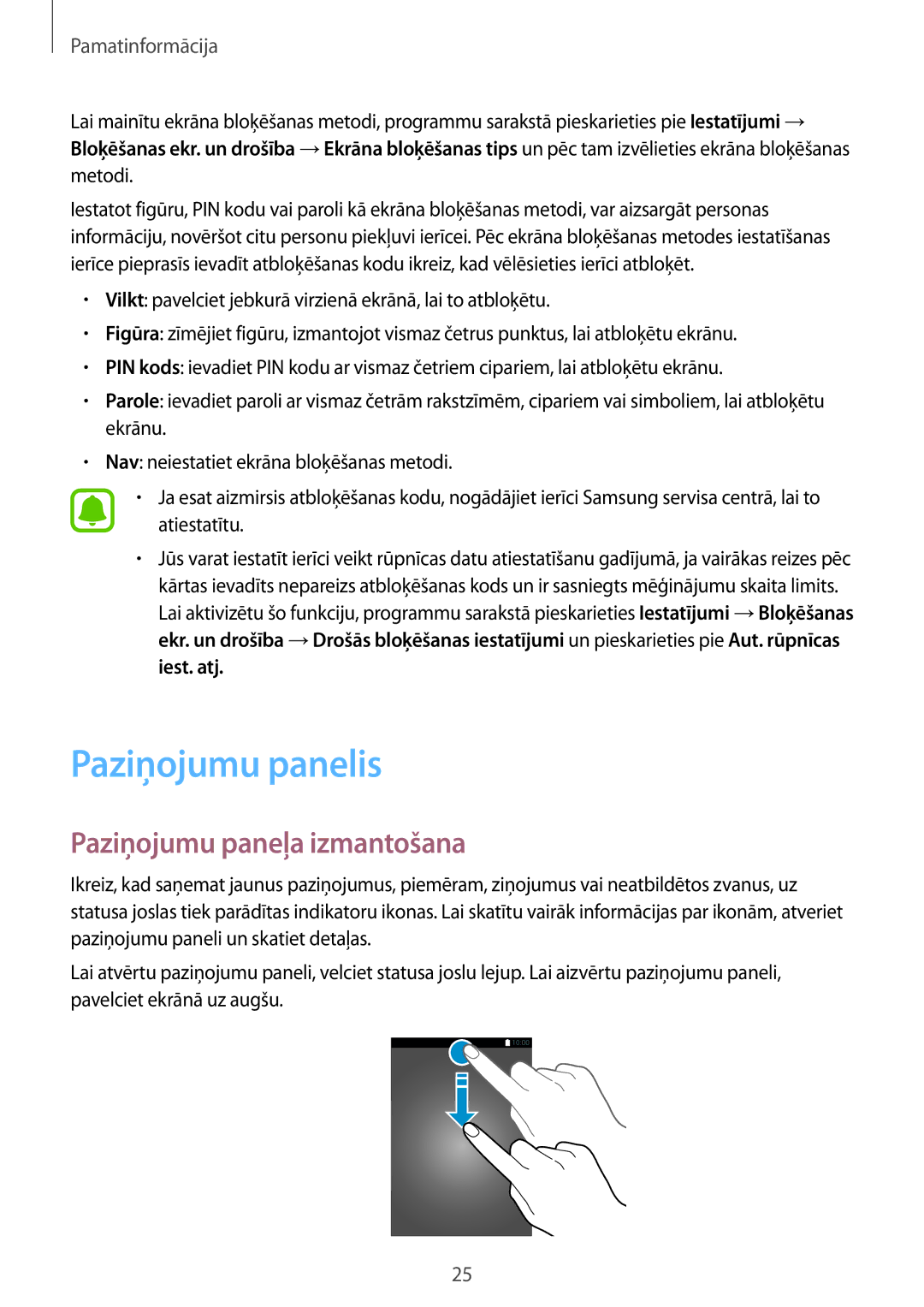 Samsung SM-T585NZWASEB, SM-T585NZKASEB manual Paziņojumu panelis, Paziņojumu paneļa izmantošana 