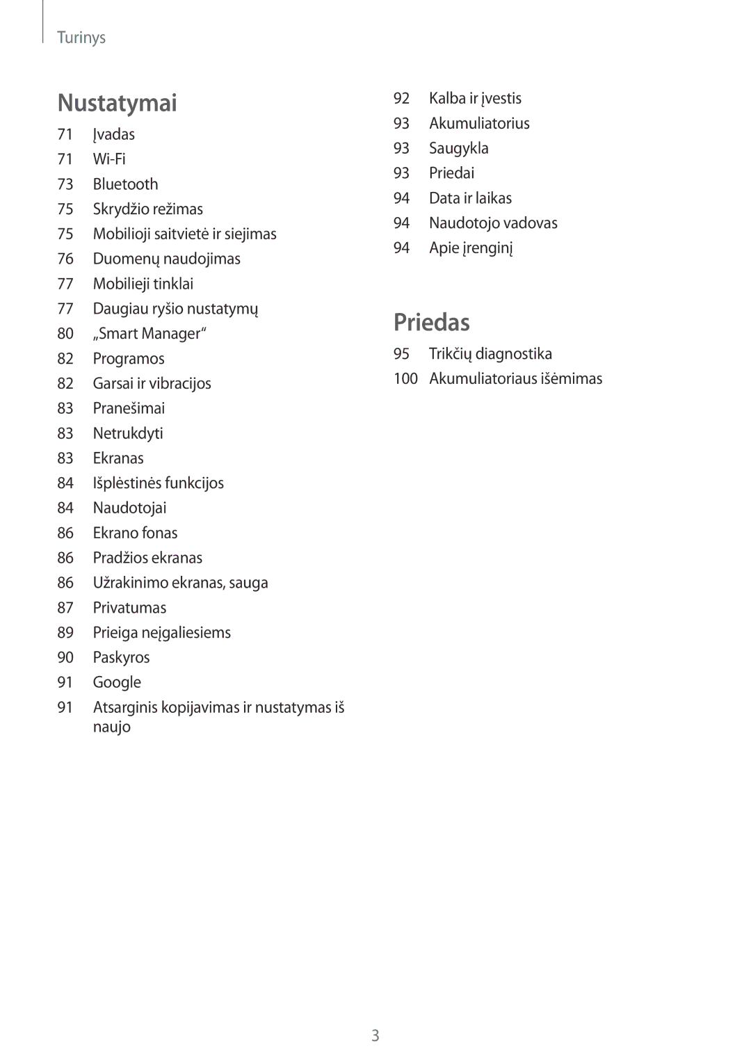 Samsung SM-T585NZWASEB, SM-T585NZKASEB manual Priedas 