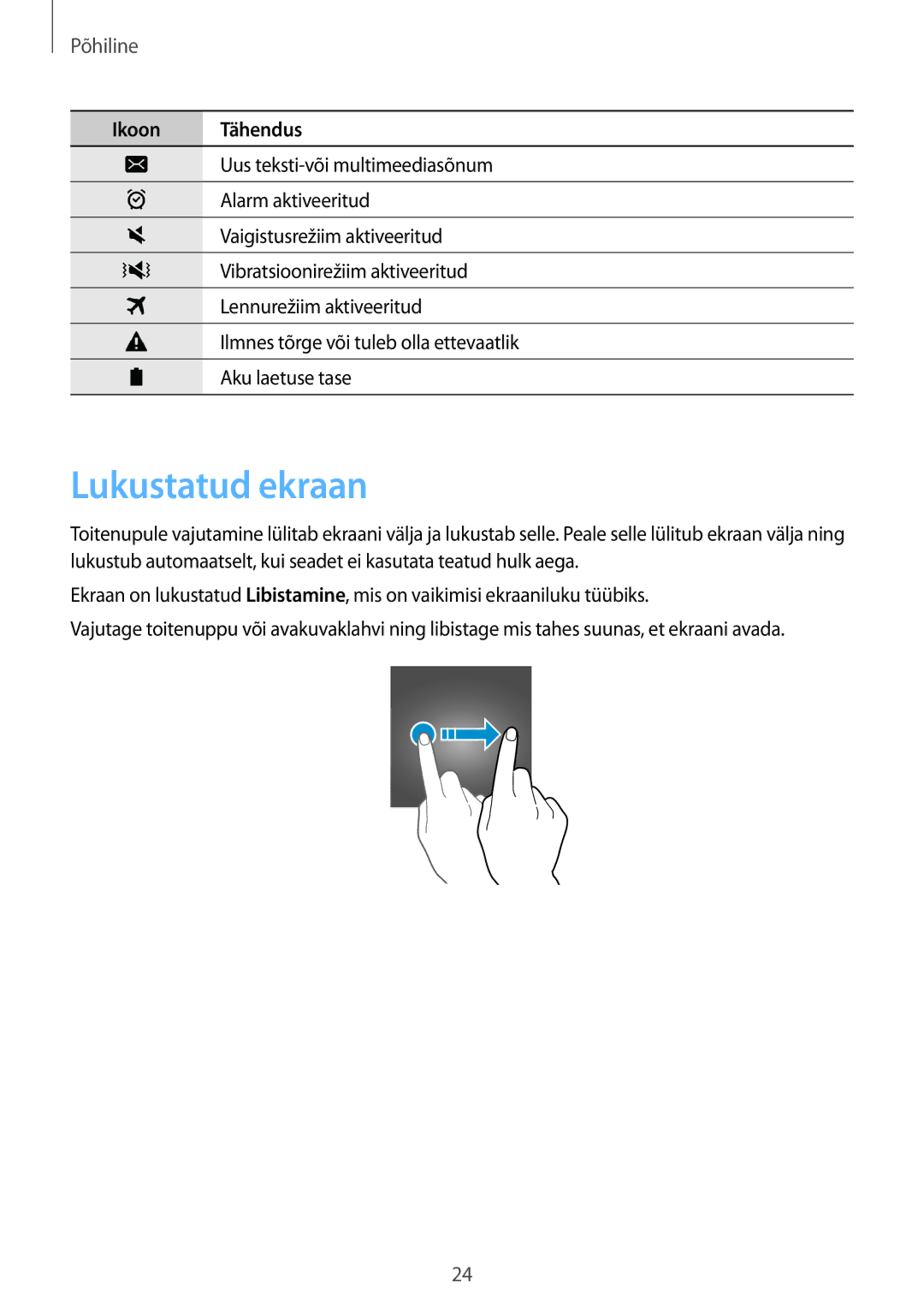 Samsung SM-T585NZKASEB, SM-T585NZWASEB manual Lukustatud ekraan 