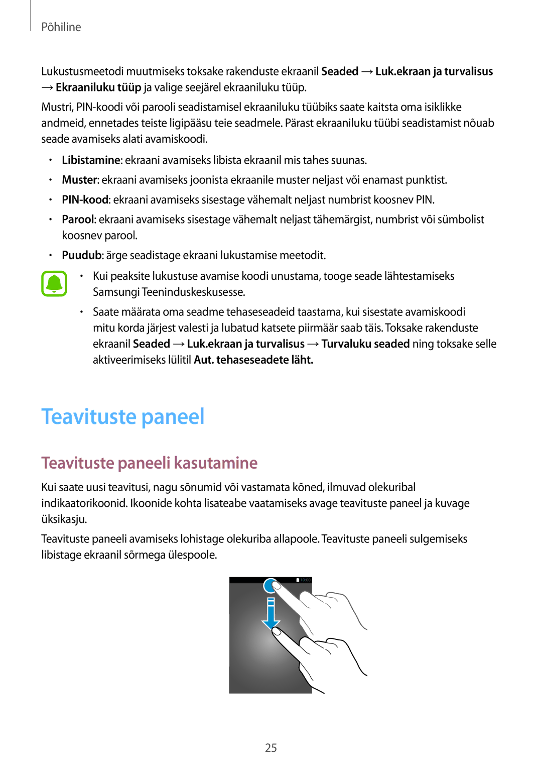 Samsung SM-T585NZWASEB, SM-T585NZKASEB manual Teavituste paneeli kasutamine 