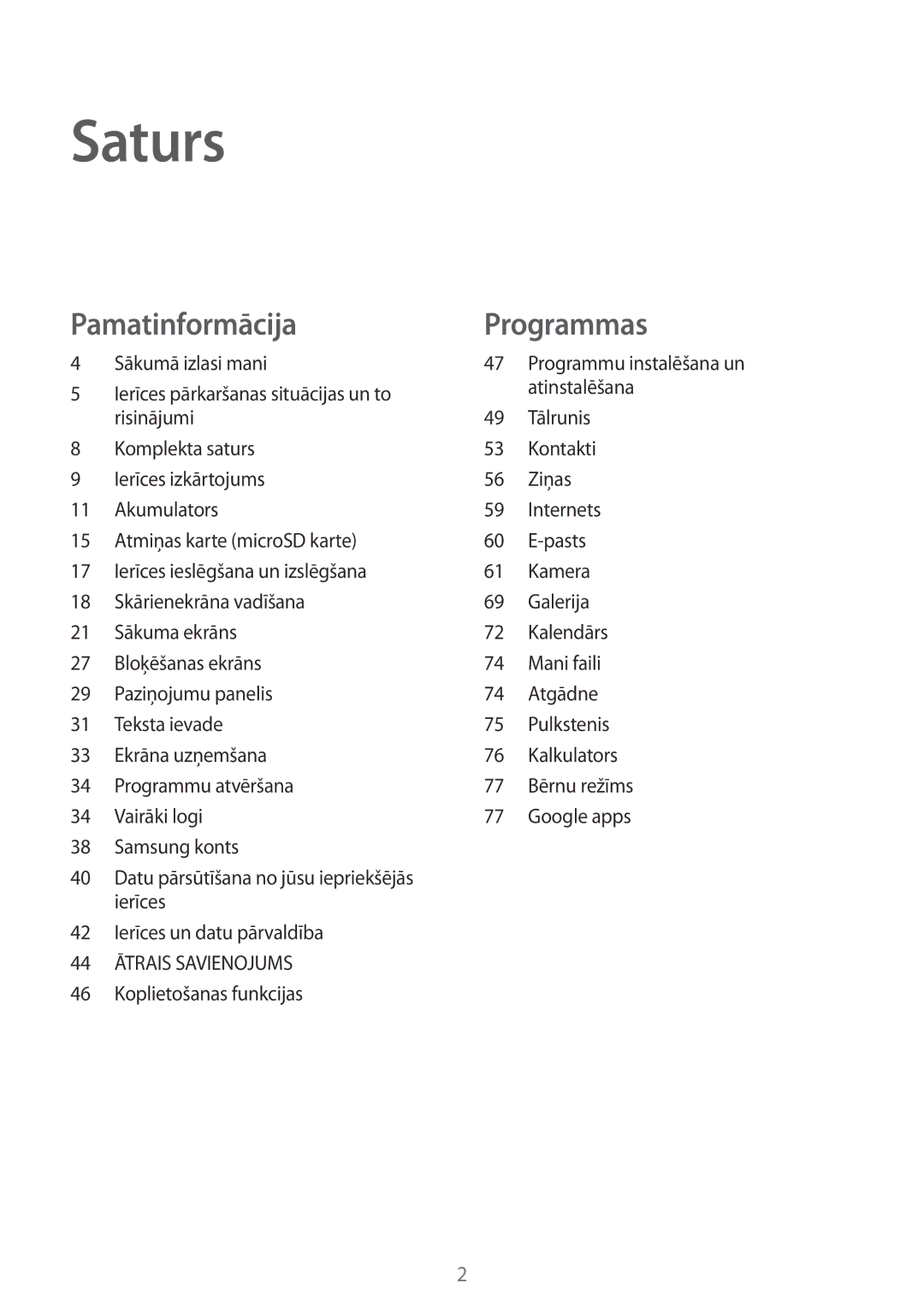 Samsung SM-T585NZKASEB, SM-T585NZWASEB manual Sākumā izlasi mani, Atinstalēšana, Koplietošanas funkcijas 