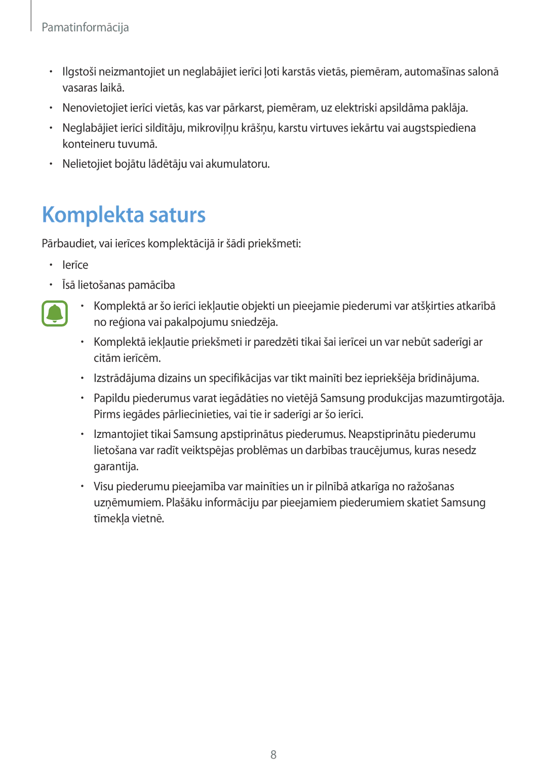 Samsung SM-T585NZKASEB, SM-T585NZWASEB manual Komplekta saturs 