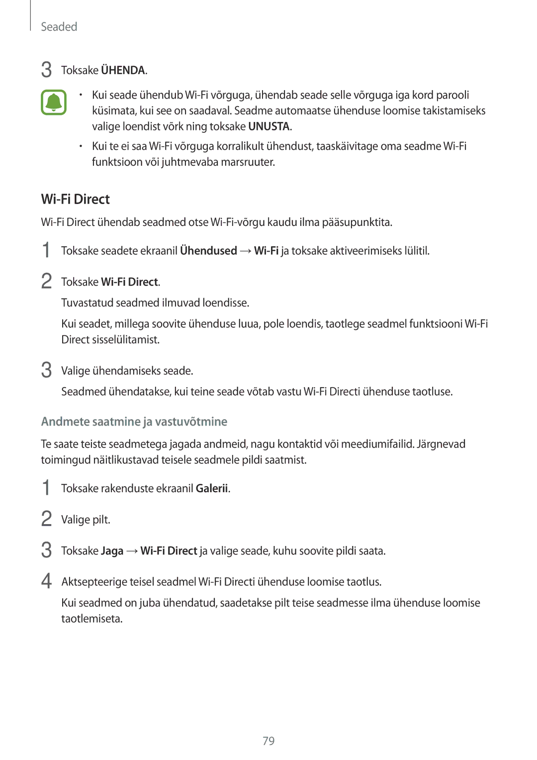 Samsung SM-T585NZWASEB, SM-T585NZKASEB manual Toksake Wi-Fi Direct 