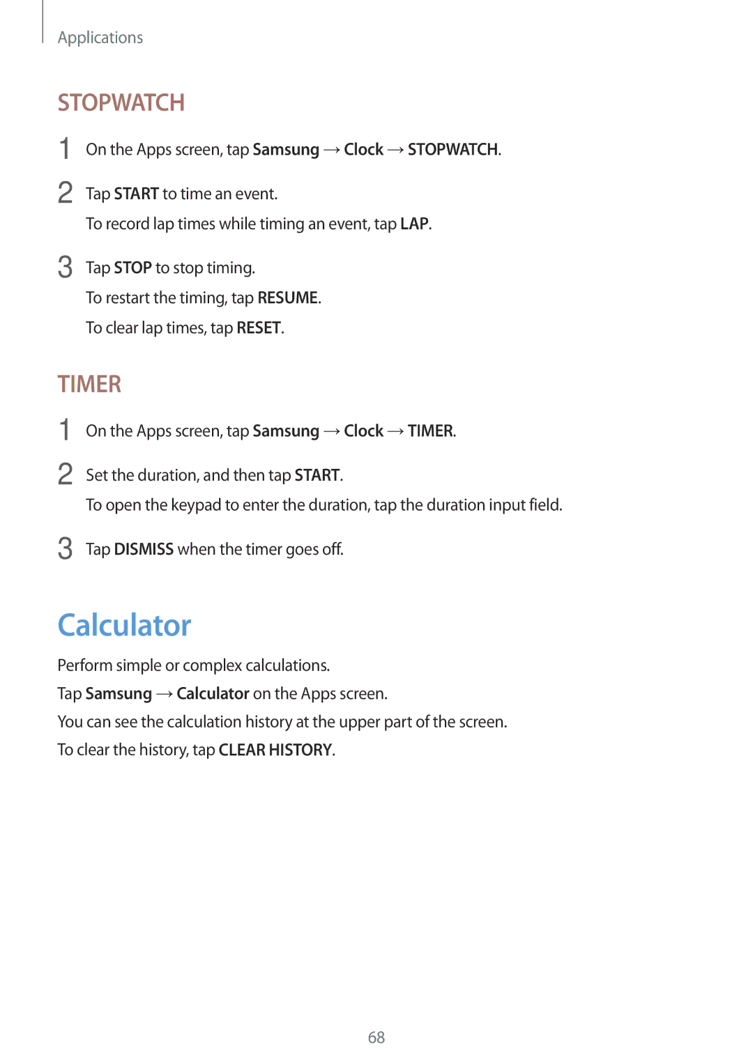 Samsung SM-T585NZKAXEH, SM-T585NZKEDBT, SM-T585NZKADBT, SM-T585NZWEDBT, SM-T585NZWADBT, SM-T585NZKEXEF Calculator, Stopwatch 